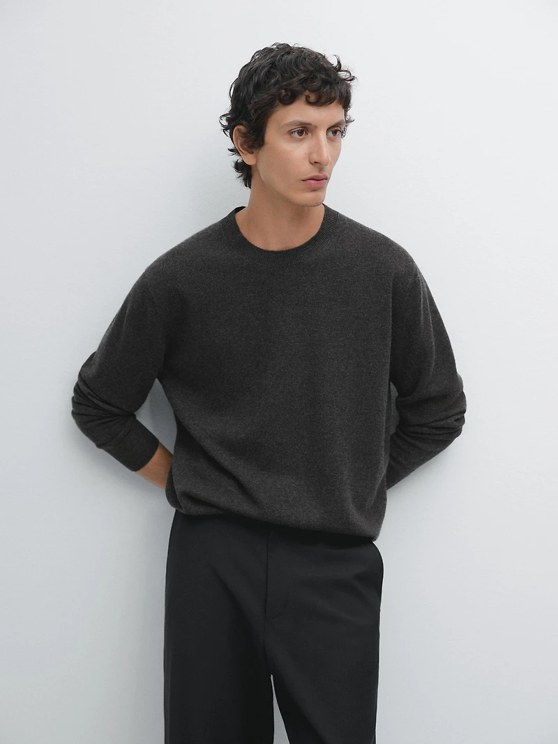 Wool blend crew neck sweater