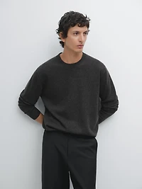Wool blend crew neck sweater