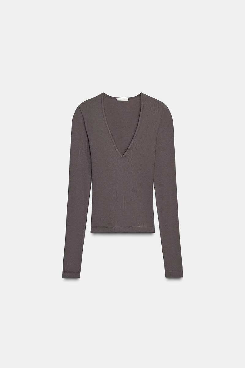 LONG SLEEVE RIBBED TOP