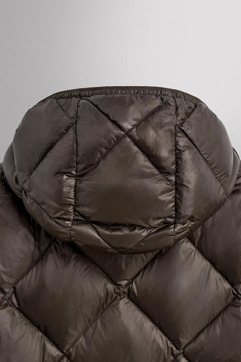 100% FEATHER PUFFER JACKET WITH HOODIE