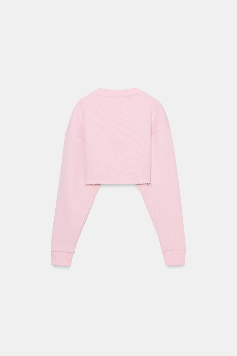 V-NECK CROP SWEATSHIRT