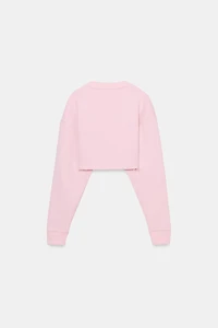 V-NECK CROP SWEATSHIRT