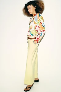 FLORAL PRINT SATIN EFFECT SHIRT