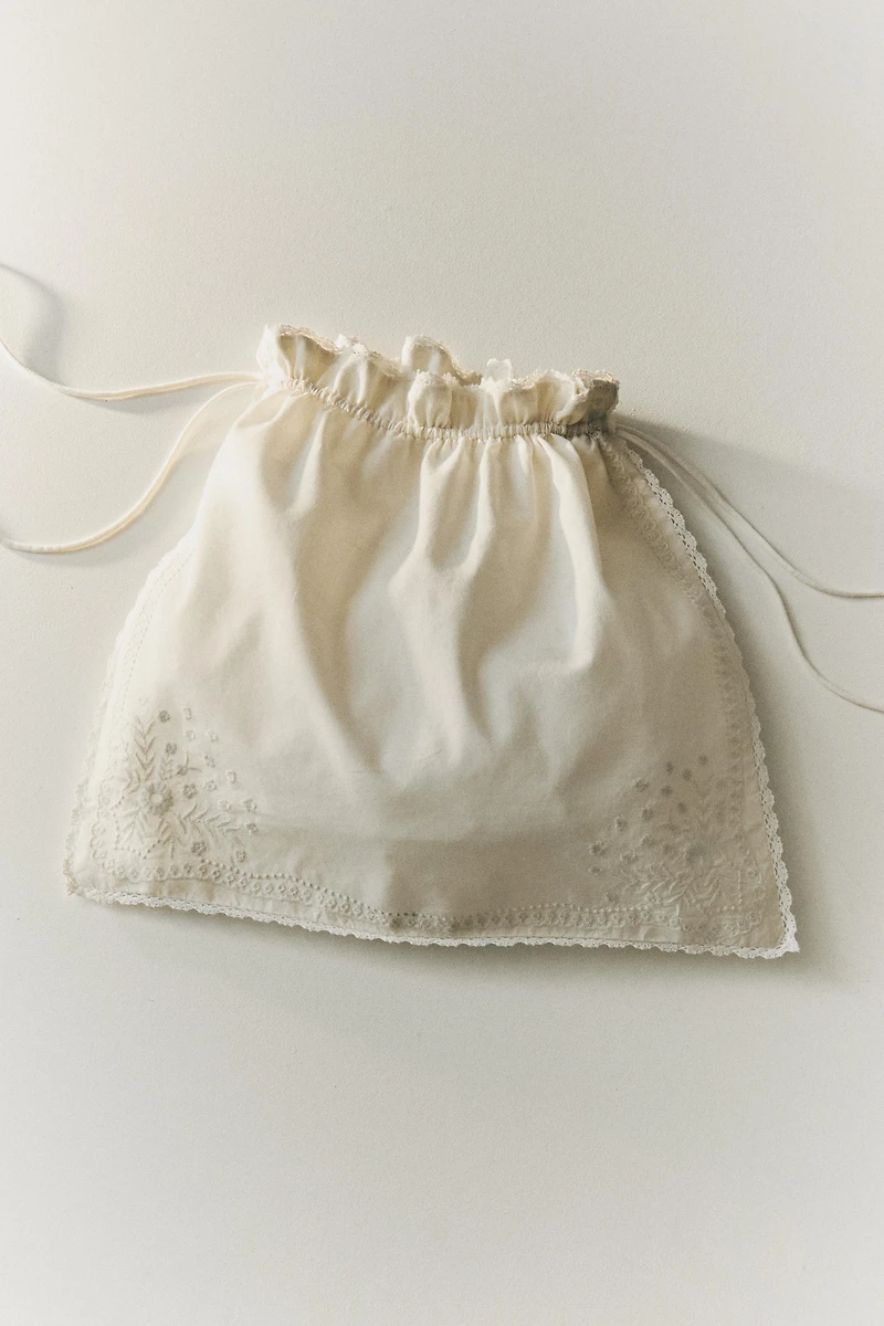 EMBROIDERED LACE TRIM COTTON CLOTHING BAG
