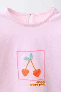 EMBROIDERED CHERRY T-SHIRT