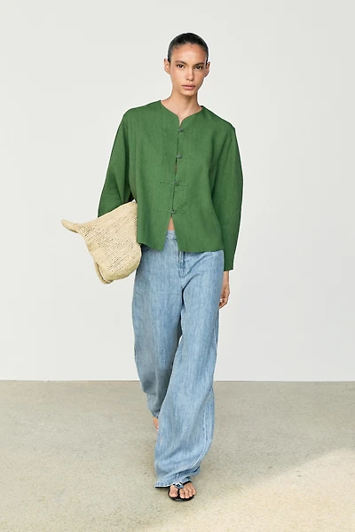 Fluid overshirt with button details total look