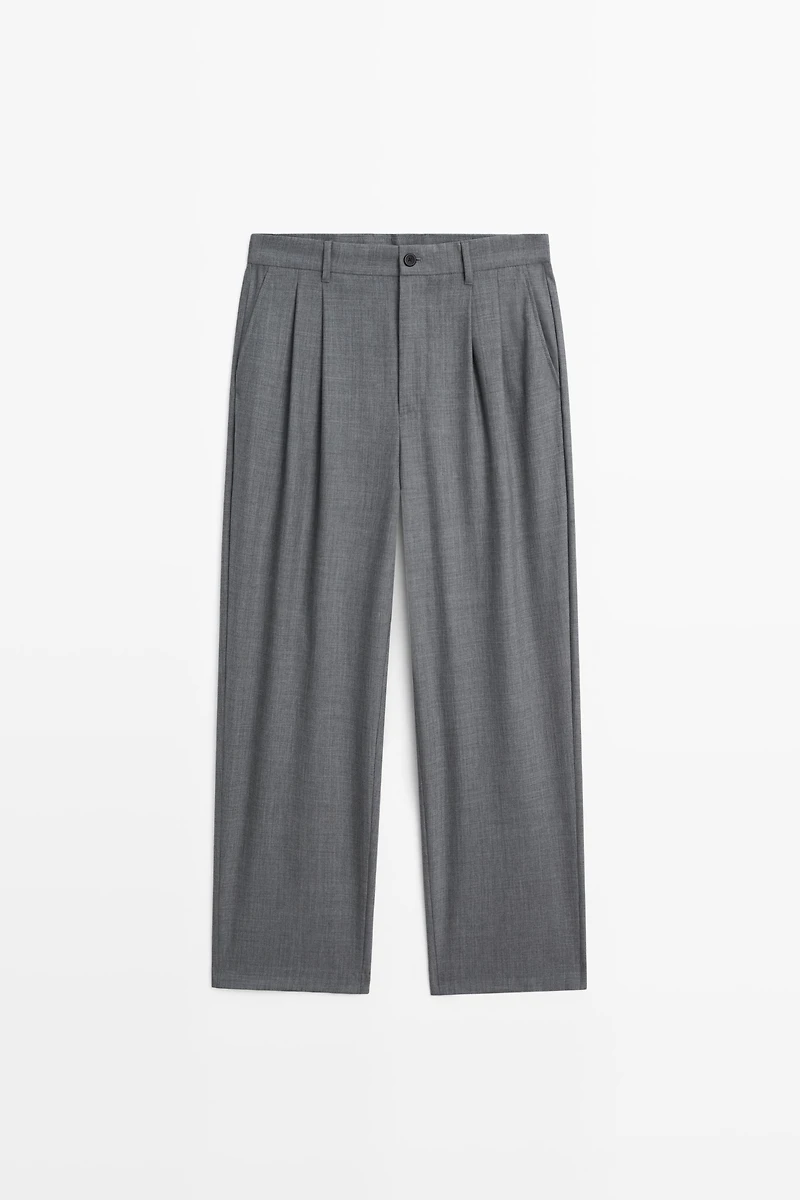 Relaxed fit cool wool darted pants