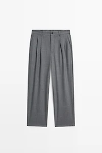 Relaxed fit cool wool darted pants