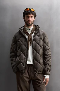 100% FEATHER PUFFER JACKET WITH HOODIE