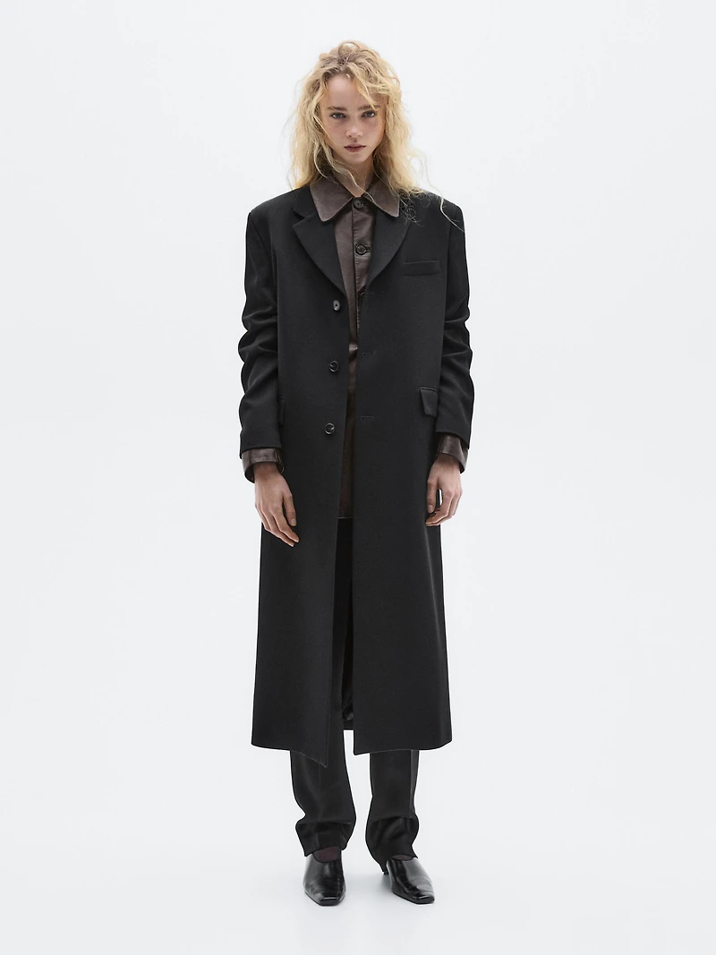 Long 100% wool coat