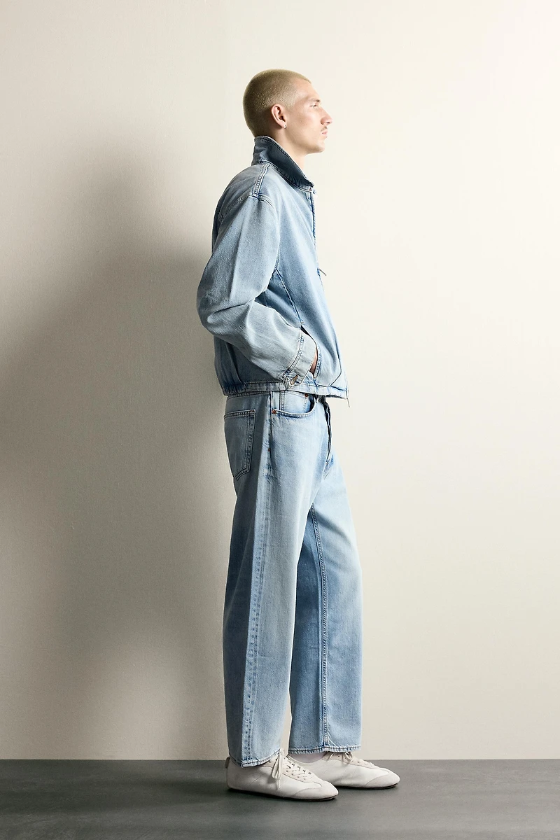 WASHED DENIM ZIP-UP JACKET