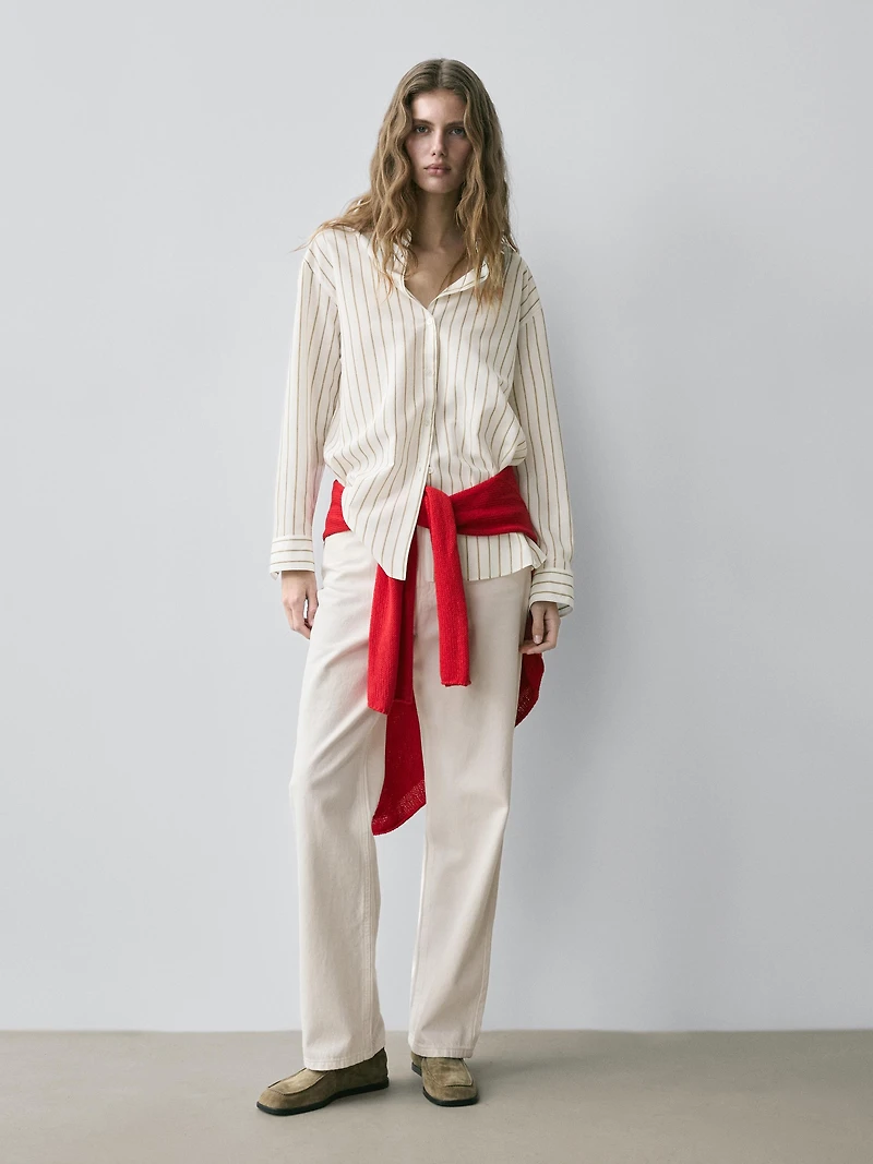Flowing tricolor striped shirt
