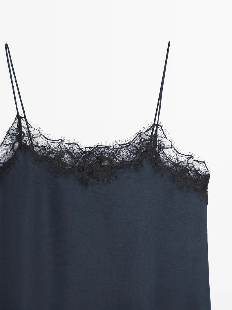 Camisole top with contrast lace detail