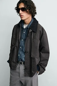 WAXED FINISH COMBINATION COLLAR JACKET