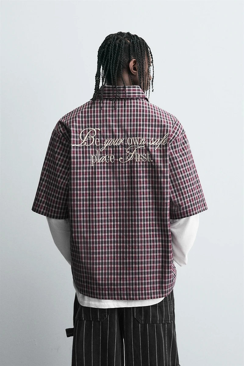 EMBROIDERED PLAID SHIRT