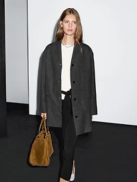 Manteau laine mi-long avec col à revers