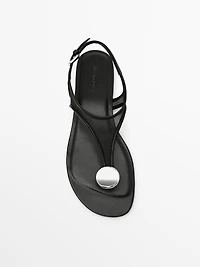 Mesh sandals with rhinestone detail
