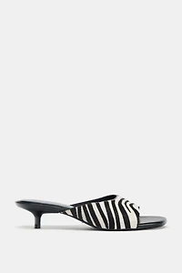 ANIMAL PRINT LEATHER KITTEN MULES
