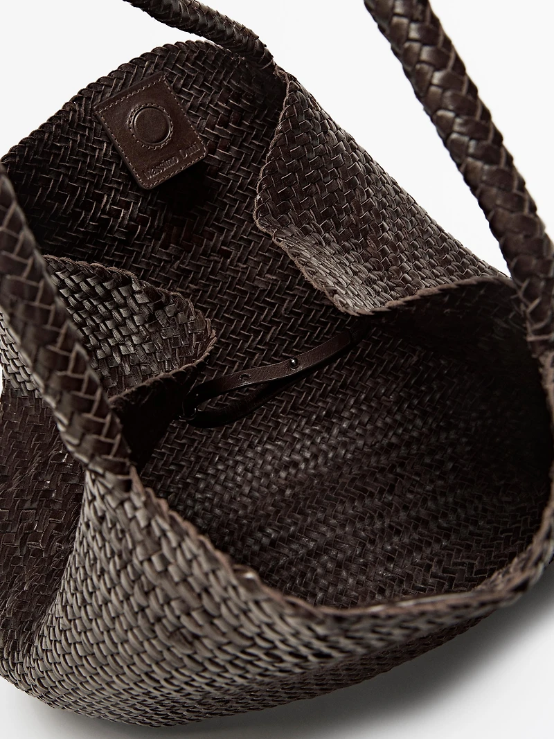Braided nappa leather tote bag