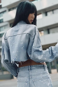 TRF STRASS CROP DENIM JACKET