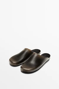 Leather mule clogs
