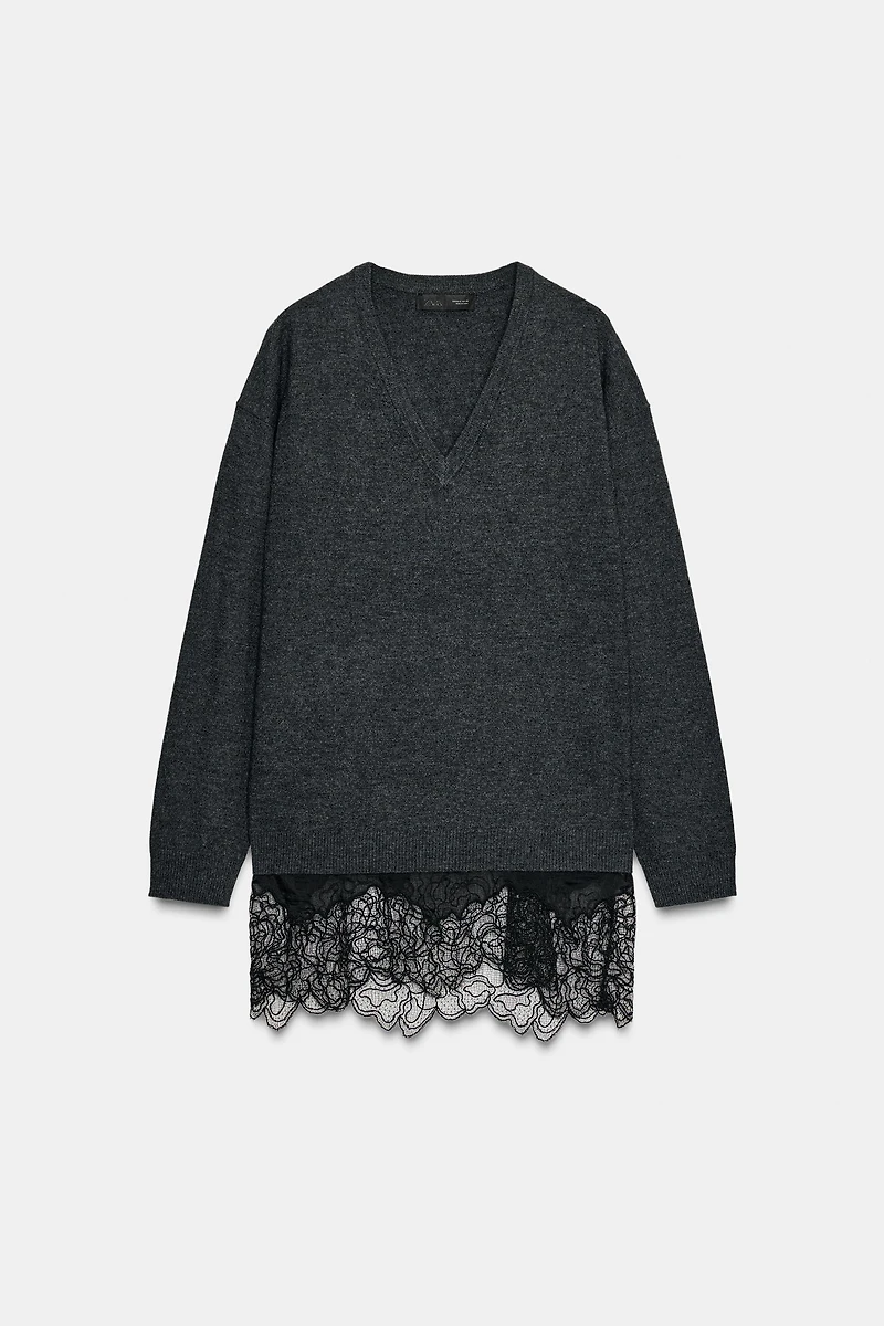 LONG COMBINATION LACE KNIT JUMPER