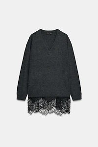 LONG COMBINATION LACE KNIT JUMPER