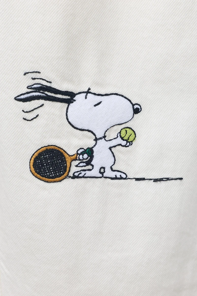 SNOOPY PEANUTS™ EMBROIDERED RELAXED TWILL PANTS