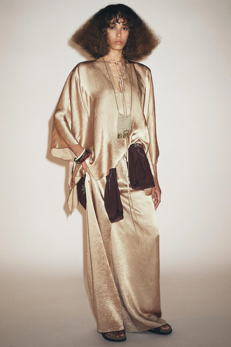 ZW COLLECTION SATIN WIDE LEG PANTS