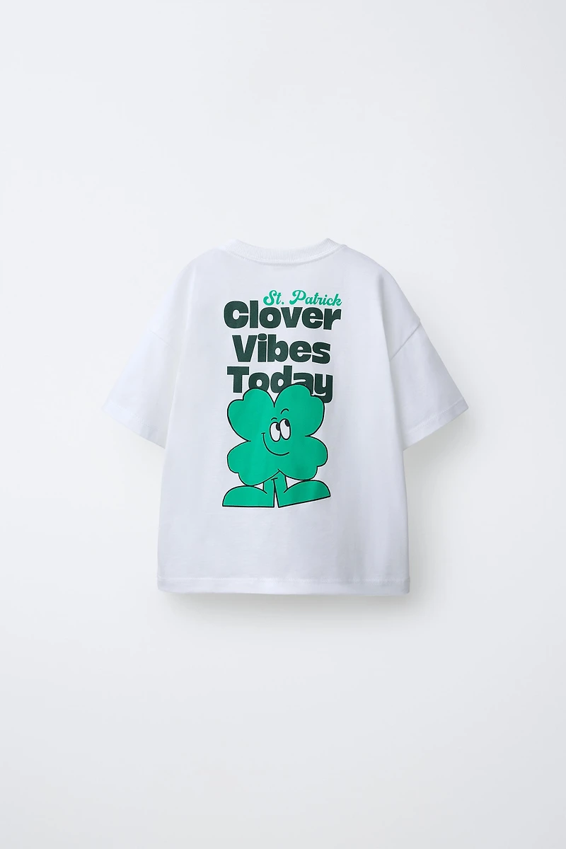 TEXT AND CLOVER PRINT T-SHIRT