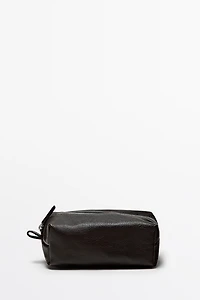 Nappa leather toiletry bag with zip