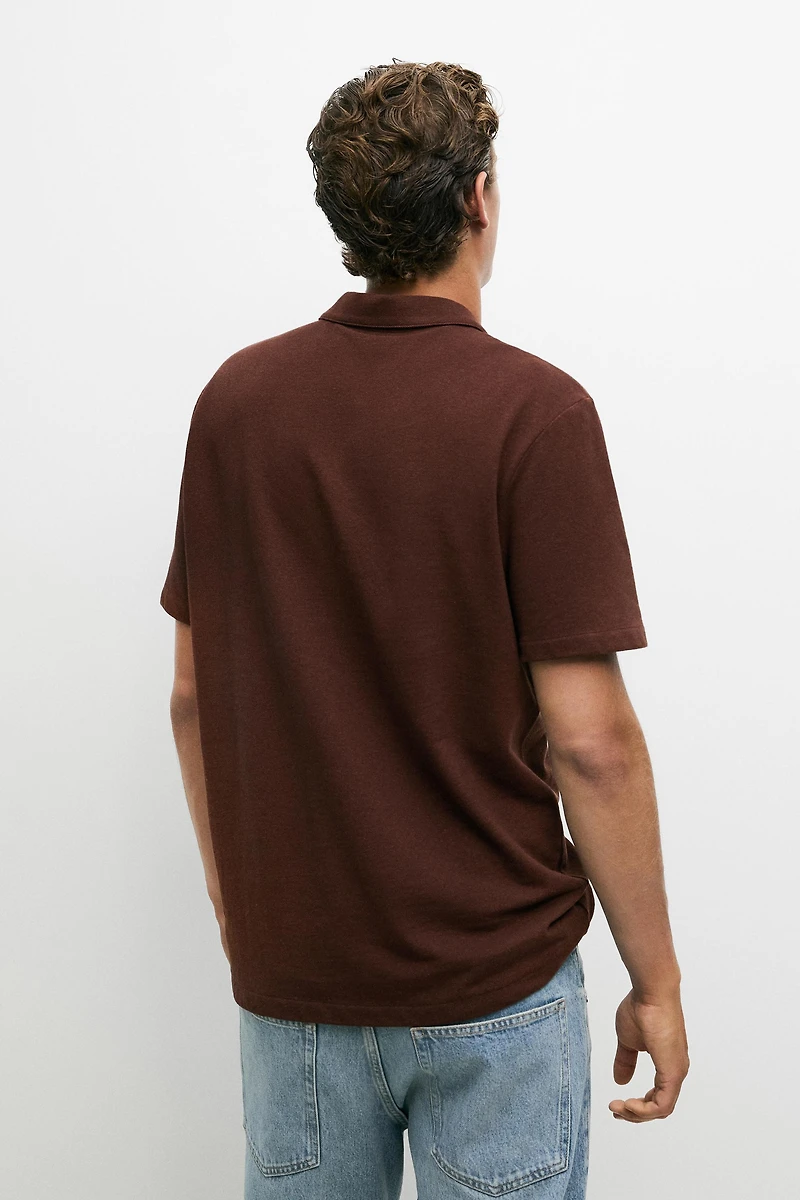 Polo micro-texturé en coton mélangé