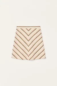 LIMITED EDITION STRIPED COTTON LINEN MIDI SKIRT