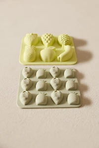 SET OF SILICONE ICE TRAYS WITH FRUIT SHAPES (SET OF 2)
