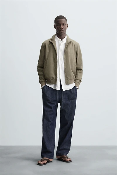 100% LINEN BOMBER JACKET