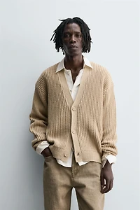 RIBBED TEXTURED CARDIGAN