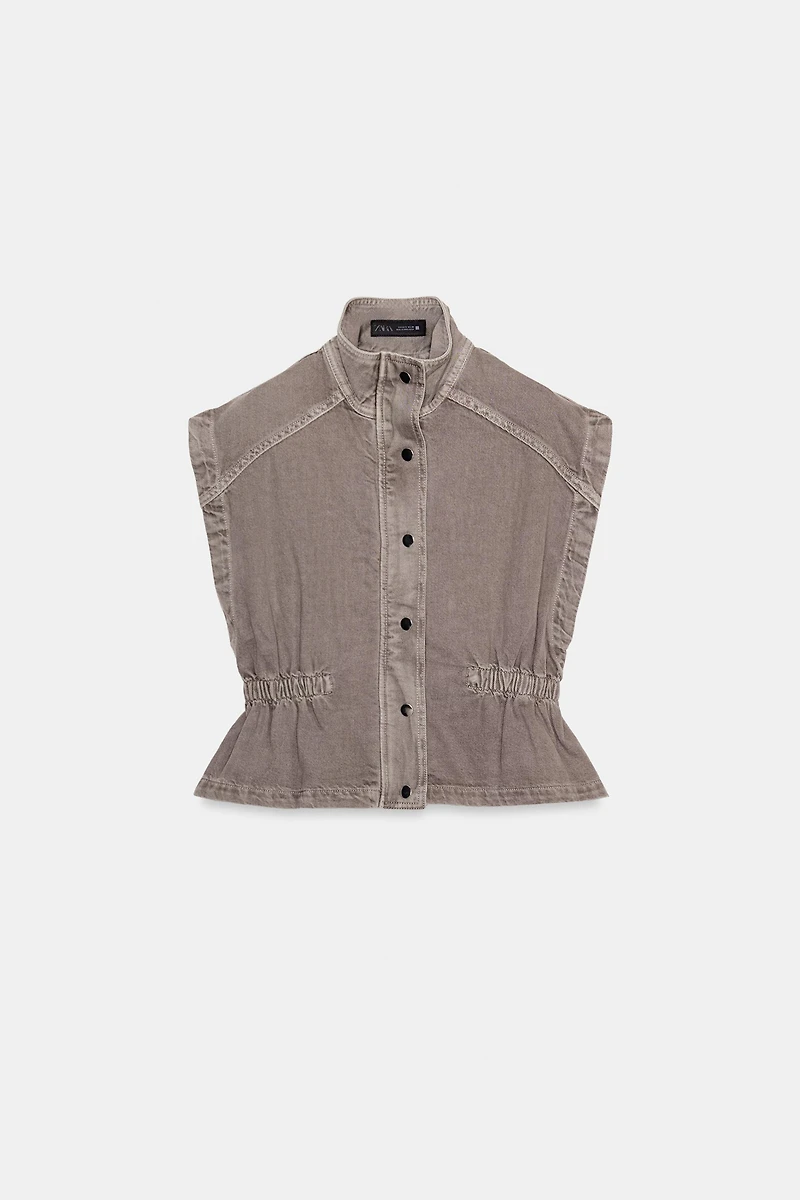 GILET Z1975 EN DENIM À COL MONTANT