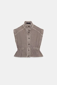 GILET Z1975 EN DENIM À COL MONTANT
