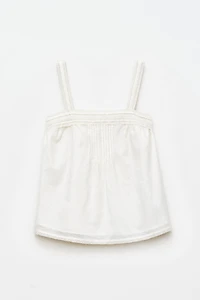 LACE AND PINTUCK STRAPPY TOP