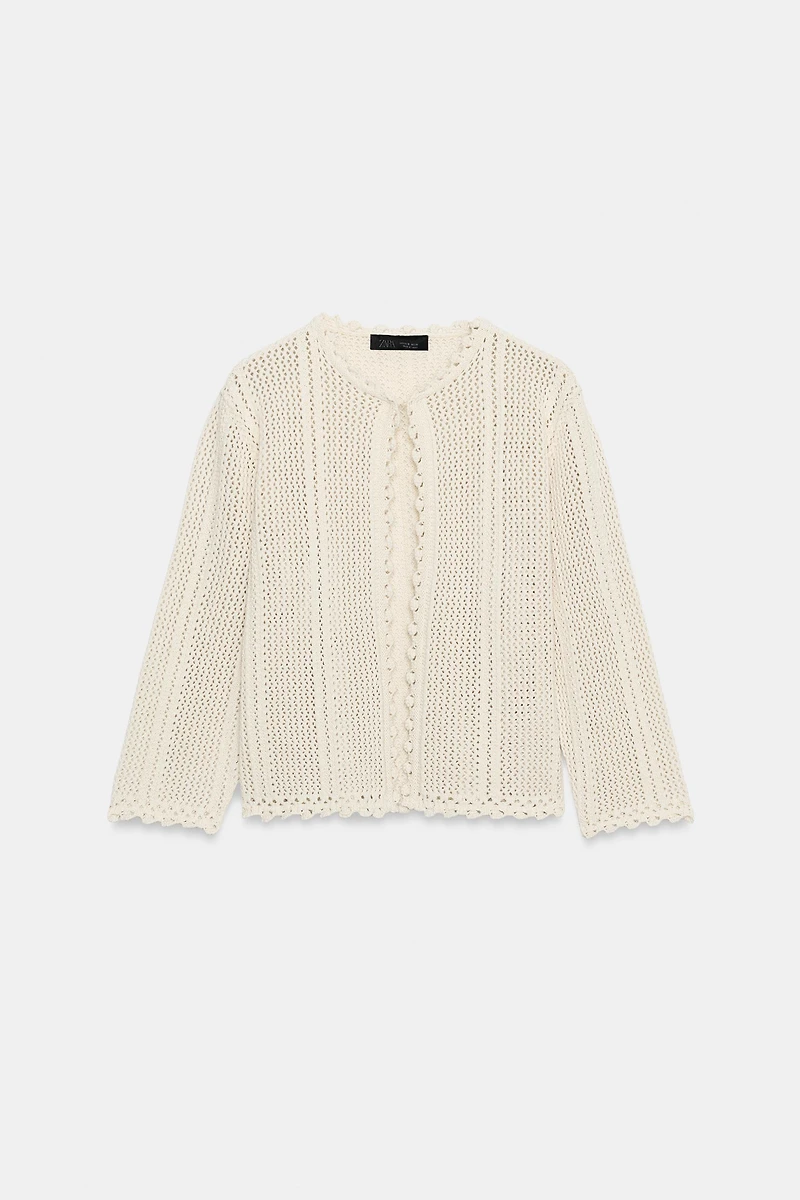 POINTELLE KNIT CARDIGAN