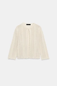 POINTELLE KNIT CARDIGAN
