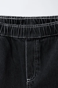 CONTRAST TOPSTITCH BALLOON JEANS