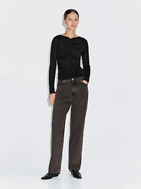 Gathered long sleeve T-shirt