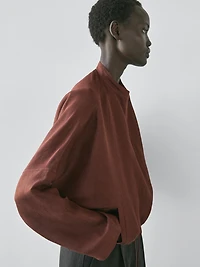 Linen blend bomber jacket