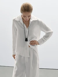 Chemise col ouvert 100 % lin