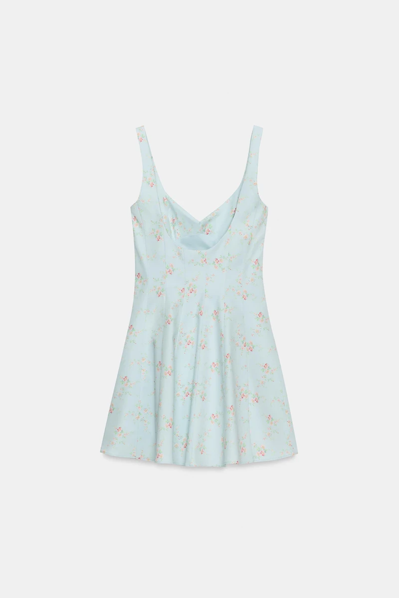 FLORAL POPLIN SHORT DRESS