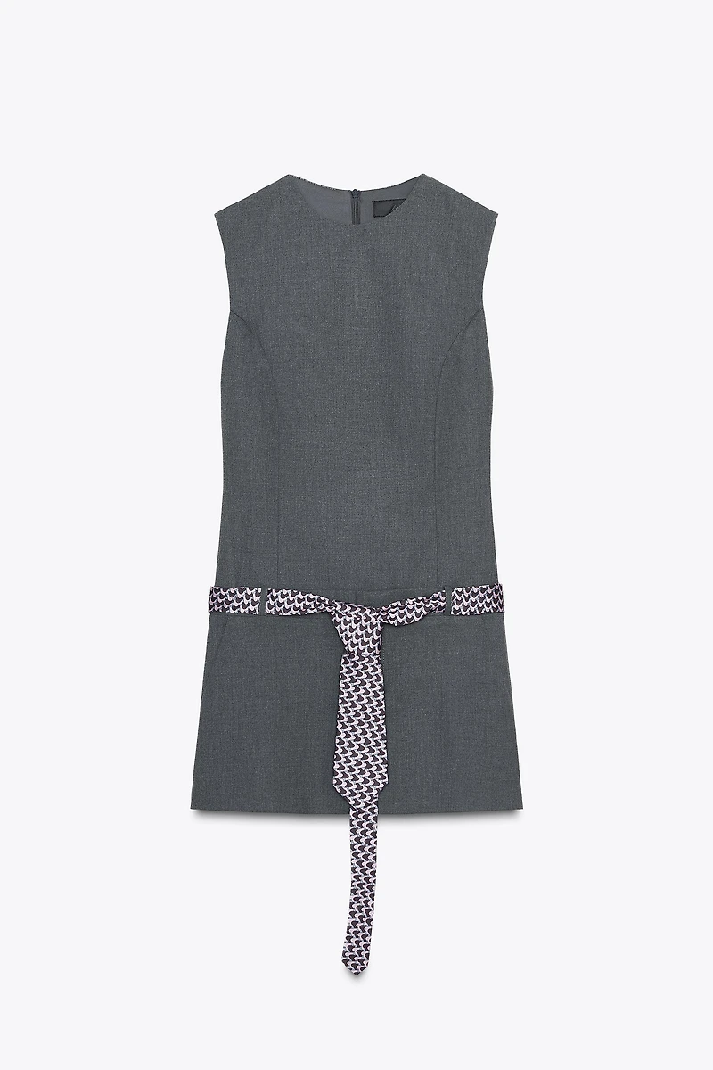 TIE BELT SHORT DRESS