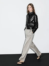 Cropped nappa leather jacket