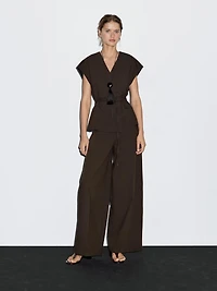 High-waist wide-leg trousers