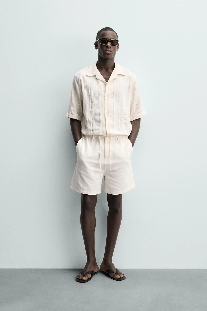 REGULAR FIT COTTON BLEND SHORTS